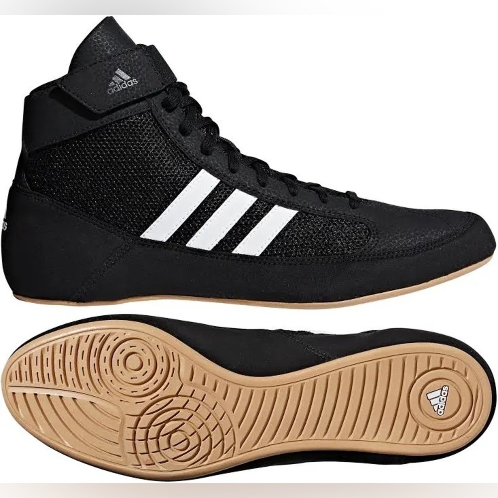 adidas Men’s Black White High-Top Athletic Wrestling Shoes